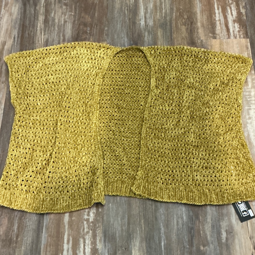 Elegant Mustard Open-Knit Poncho